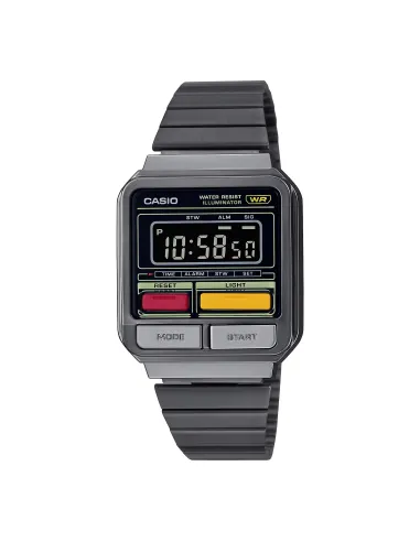 reloj unisex retro vintage A120WEGG-1B  alarma cronómetro Luz LED