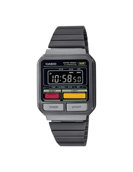 reloj unisex retro vintage A120WEGG-1B  alarma cronómetro Luz LED