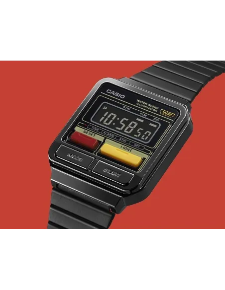 reloj unisex retro vintage A120WEGG-1B  alarma cronómetro Luz LED