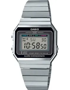 CASIO VINTAGE WATCH ICONIC Digital Watch A700W-1A steel strap chronograph alarm and led light