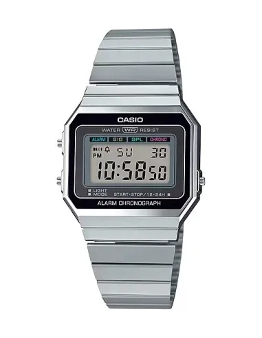 RELOJ CASIO VINTAGE ICONIC Digital Watch A700W-1A correa de acero alarma cronografo y luz led