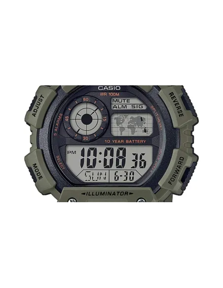 Reloj deportivo hombre Casio  Watch AE-1400WH-3AV Quartz 5 Alarms hora mundial 100m Wr 10 años batería