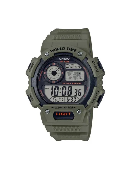 Reloj deportivo hombre Casio  Watch AE-1400WH-3AV Quartz 5 Alarms hora mundial 100m Wr 10 años batería