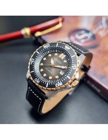 reloj automático hombre buceo Citizen NJ0176-10E 43mm 100m WR correa de cuero