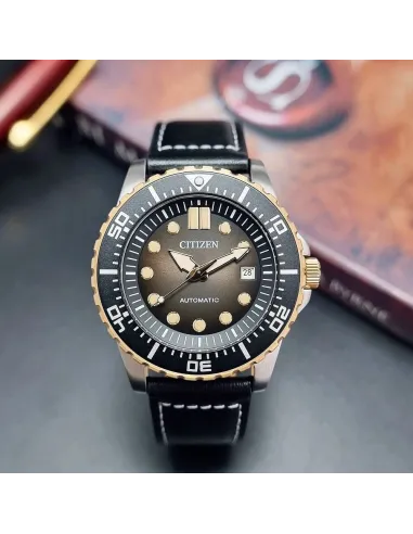 reloj automático hombre buceo Citizen NJ0176-10E 43mm 100m WR correa de cuero