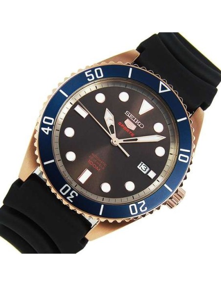 reloj automático hombre Seiko 5 Sports SRPB96J1 44mm 100m WR Hecho en Japón correa de goma