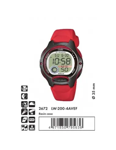 Reloj mujer Casio digital sport LW-200-4A cronografo multi - led -resina - water resist