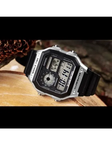 copy of reloj deportivo hombre Casio AE-1200WHB-1B Luz LED Hora Mundial Cronómetro 5 Alarmas 10 años batería