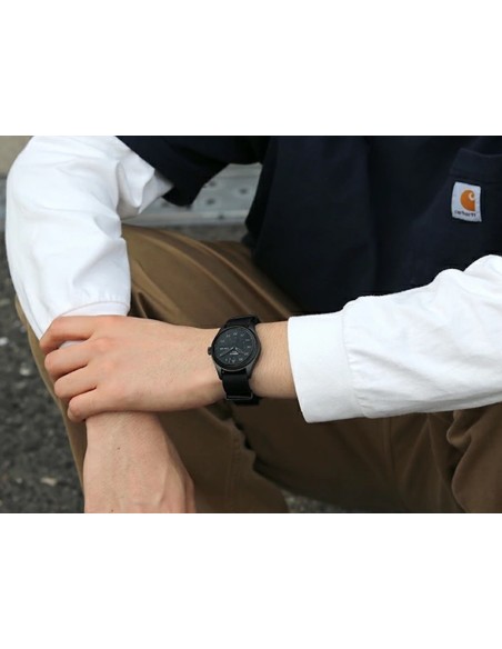 Seiko 5 Sports SBSA167 Stealth Black  MADE IN JAPAN JDM 39,4mm 100M WR ENGLISH-KANJI correa de tela JDM (