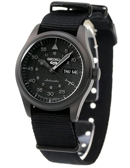 Seiko 5 Sports SBSA167 Stealth Black  MADE IN JAPAN JDM 39,4mm 100M WR ENGLISH-KANJI correa de tela JDM (