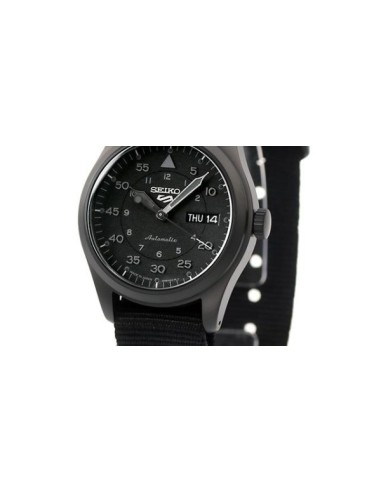 Seiko 5 Sports SBSA167 Stealth Black  MADE IN JAPAN JDM 39,4mm 100M WR ENGLISH-KANJI correa de tela JDM (