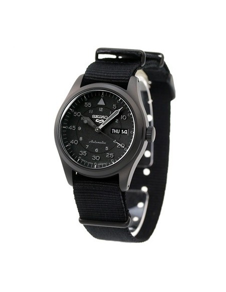 Seiko 5 Sports SBSA167 Stealth Black  MADE IN JAPAN JDM 39,4mm 100M WR ENGLISH-KANJI correa de tela JDM (