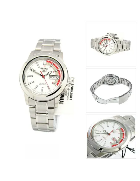 reloj automático hombre Seiko 5 SNKK25K1 37mm 30m WR correa de acero