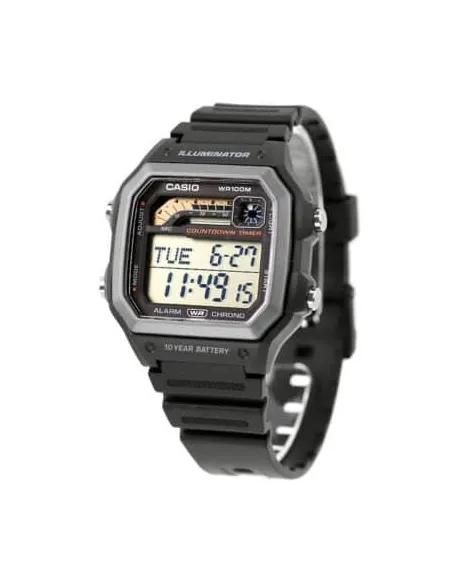 reloj deportivo hombre Casio WS-1600H-1AV 10 años batería 100m WR Hora Mundial