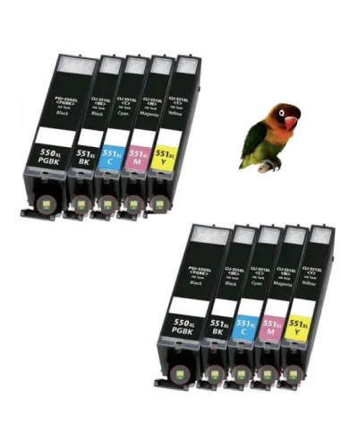 10 tintas compatibles para Canon PGI-550XL / CLI-551XL para PIXMA IP7250 IP8750 MX925 MG5650