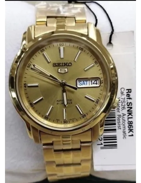 reloj automático unisex Seiko 5 SNKL86K1 38mm 30m WR correa de acero