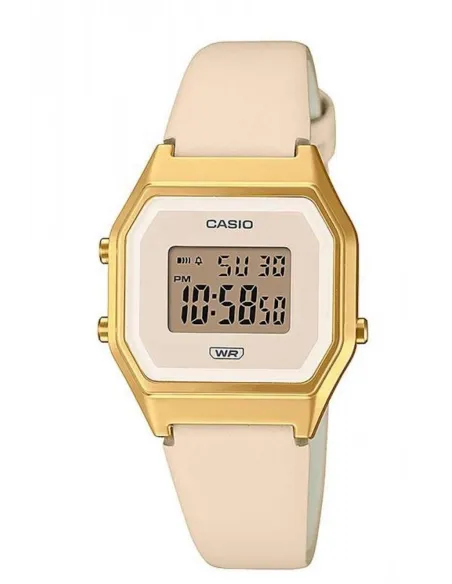 reloj mujer vintage clásico digital Casio LA680WEGL-4 alarma luz led correa de cuero