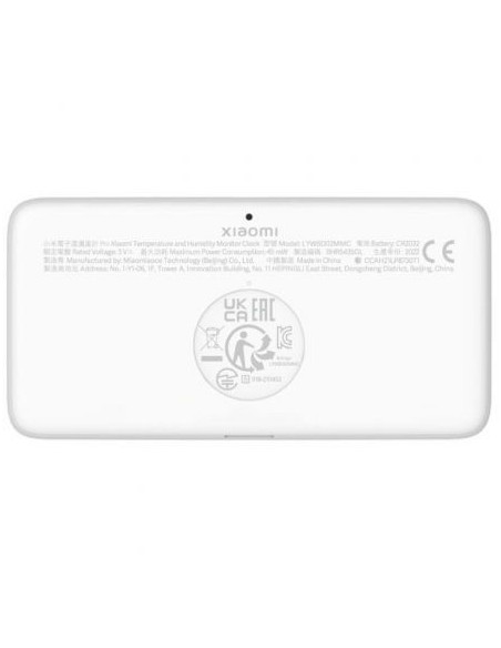 Xiaomi Medidor de Temperatura y Humedad Bluetooth 5.0 - Pantalla Tinta Electronica - Alertas Visuales y Sonoras