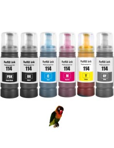 PACK 5 tintas Compatibles Epson 114 Botellas de Tinta para EcoTank ET-8500, ET-8550
