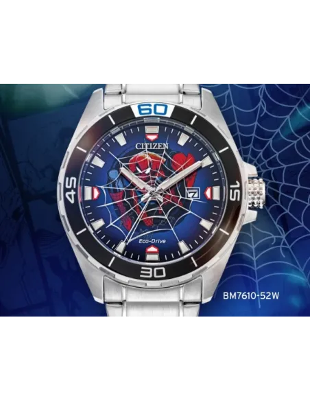 reloj hombre Citizen Eco-Drive Spiderman Marvel BM7610-52W 44mm 100m WR correa de acero movimiento