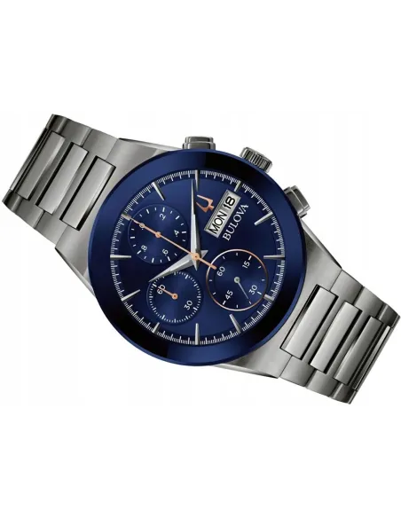 Reloj hombre Bulova Millennia 98C143 41mm dial azul Cronógrafo correa de acero