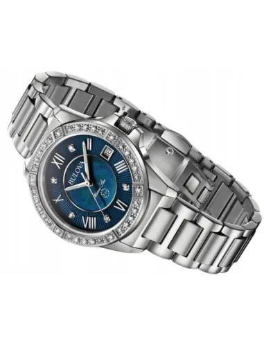 reloj mujer Bulova Marine Star 96R215 32mm dial azul Cristal de Zafiro 100m WR correa de acero
