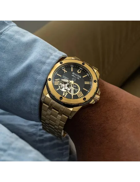 reloj automático hombre Bulova Marine Star 98A273 45mm dial negro 200m WR