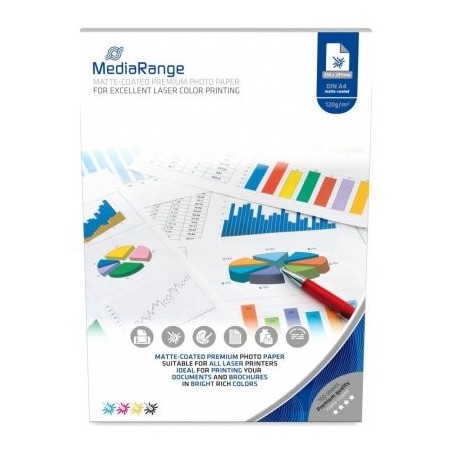 MediaRange Papel Foto Din A4 Alto Brillo Pack 100 uds 135grs/m2
