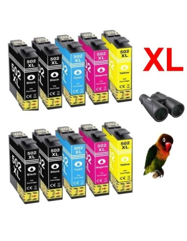 10 TINTAS compatibles para Epson 502XL 502 XP-5100 XP-5105 XP-5115 WF-2800 WF-2860 WF-2865