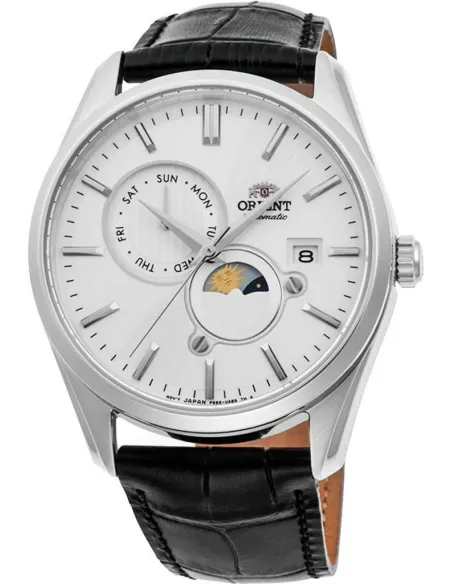 Orient Classic Sun & Moon RA-AK0310S 41.5mm 50m WR correa de cuero cristal de zafiro