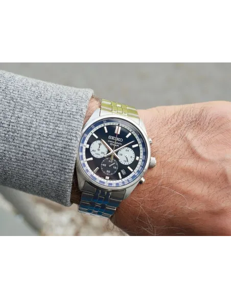 reloj deportivo hombre Seiko Chronograph SSB427P1 41.5mm 100m WR cristal Hardlex correa de acero
