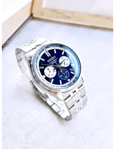 reloj deportivo hombre Seiko Chronograph SSB427P1 41.5mm 100m WR cristal Hardlex correa de acero