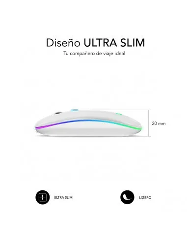 Ratón LED Dual Flat Mouse - Conexión Dual - Silent Click - Iluminación LED en 7 colores