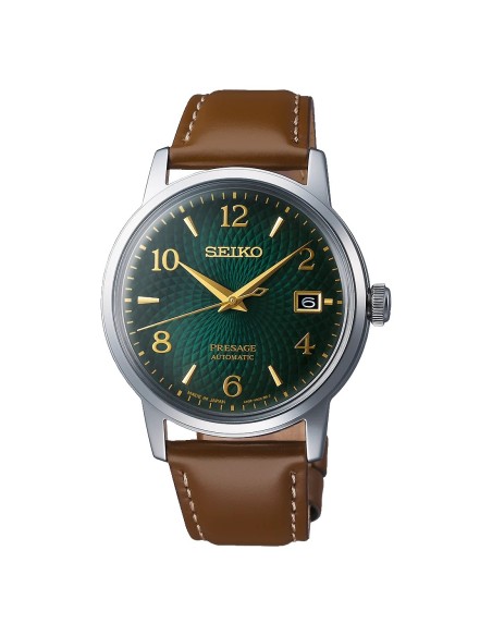 Reloj automático hombre Seiko Presage SRPE45J1 Cocktail Green Mojito 38.5mm dial verde correa de cuero 50m WR