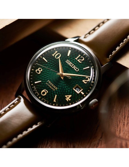 Reloj automático hombre Seiko Presage SRPE45J1 Cocktail Green Mojito 38.5mm dial verde correa de cuero
