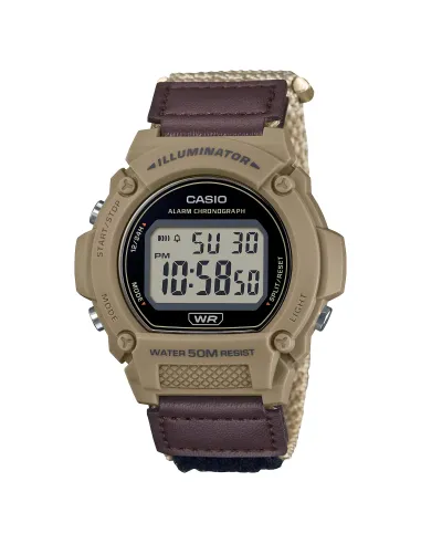 reloj deportivo hombre Casio W219HB-5AV 47.1MM 7 años batería 50m WR correa de tela alarma cronógrafo