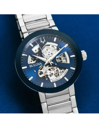 reloj automático hombre Bulova Futuro 96A204 42mm azul correa de acero 30m WR