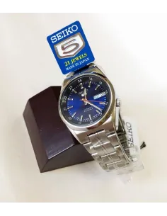 reloj automático unisex Seiko 5 SNK563J1 dial azul 36mm Hecho en Japón correa de acero calibre 7S26 2