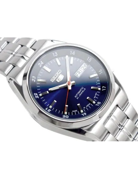 reloj automático unisex Seiko 5 SNK563J1 dial azul 36mm Hecho en Japón correa de acero calibre 7S26