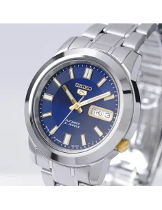 reloj automático hombre Seiko 5 SNKK11J1 38mm Hecho en Japón dial azul  correa de acero calibre 7S26 2