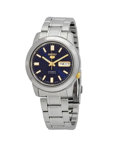 reloj automático hombre Seiko 5 SNKK11J1 38mm Hecho en Japón dial azul  correa de acero calibre 7S26