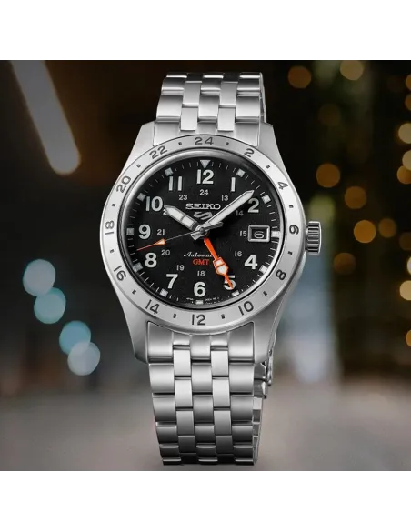 reloj automático hombre Seiko 5 Sports GMT SSK023 Field Style 39.4mm 100m WR  4R34 correa de acero