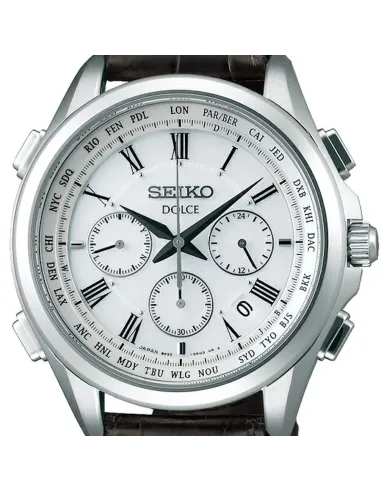 reloj aviador radiocontrol solar Seiko Dolce  SADA039 JDM “Flight Expert” 41.7mm 100m WR cristal de zafiro correa de cocodrilo