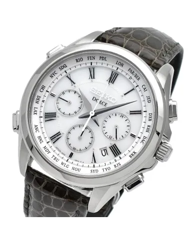 reloj aviador radiocontrol solar Seiko Dolce  SADA039 JDM “Flight Expert” 41.7mm 100m WR cristal de zafiro correa de cocodrilo