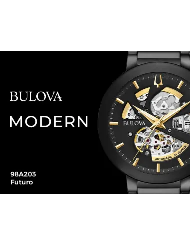 Reloj automático hombre Bulova Futuro Modern 98A203 41mm correa de acero PVD 30m WR