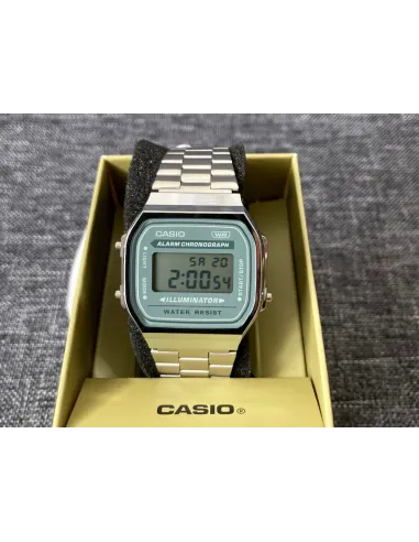 Reloj Casio Vintage A168WA-3A correa acero inoxidable alarma luz