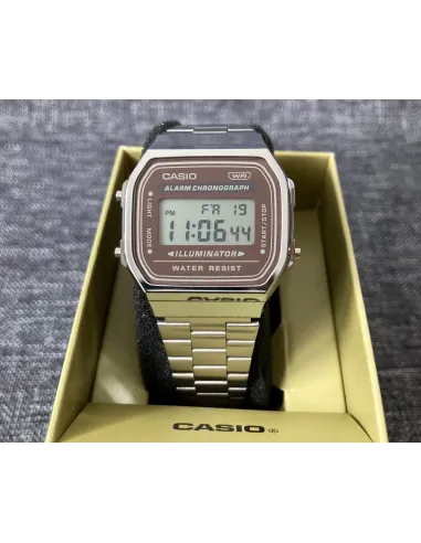 Reloj Casio Vintage A168WA-5A correa acero inoxidable alarma luz