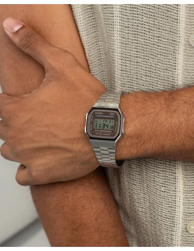 Reloj Casio Vintage A168WA-5A correa acero inoxidable alarma luz