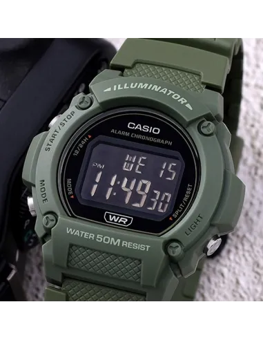 reloj deportivo hombre Casio W-219HC-3BV 50m WR 47.1mm Iluminación LED alarma cronógrafo
