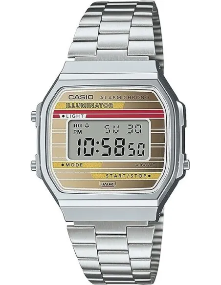 reloj unisex digital vintage Casio A168WEHA-9AJF 38,6 × 36,3mm alarma cronógrafo luz LED